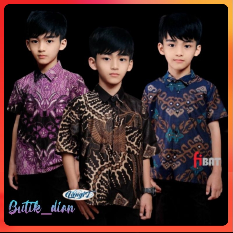 CUCI GUDANG Batik Couple Kemeja Pria Lengan Panjang Premium Anak Laki Laki Modern Hem Pendek Katun Warna Ungu butikdian