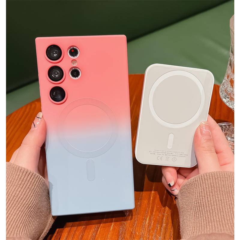 Magsafe Gradient Liquid Silicone Phone Cases Untuk Samsung Galaxy Note20 S22 S21 Ultra S21 S22 Plus Magnetic Wireless Charging Shockproof Cover