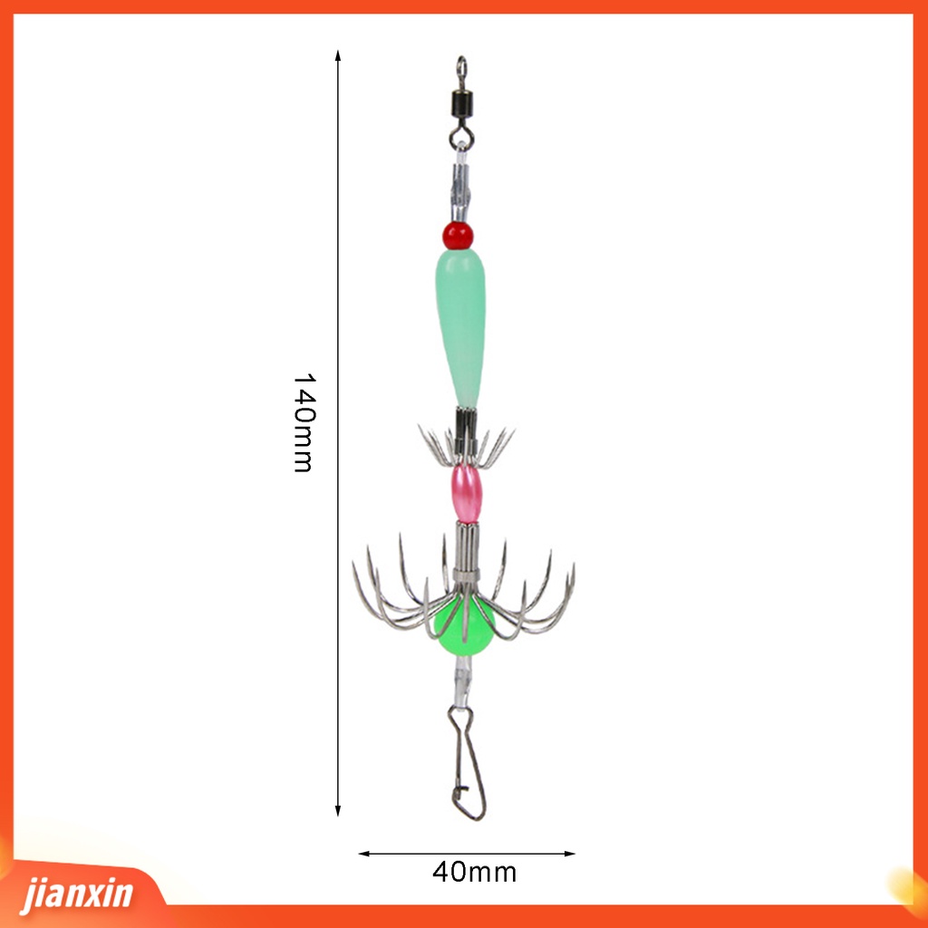 (In Stock) 7g /140mm Luminous Cuttlefish Sleeve 8cakar Ringan Anti Karat Cumi Jig Hook Aksesori Memancing