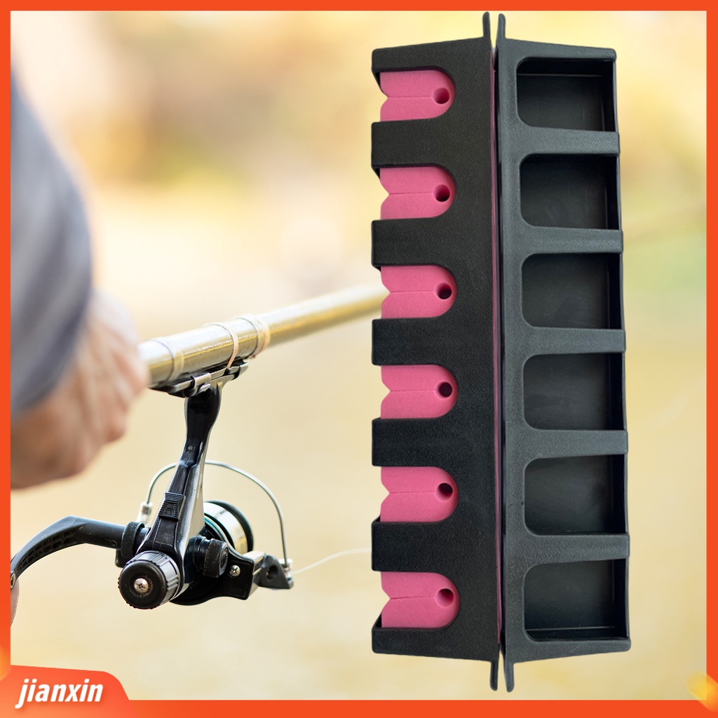 (In Stock) 1set Holder Joran Pancing Adjustable 6slot Stand Penyimpanan Angling Lure Rod Gantung Vertikal Untuk Outdoor