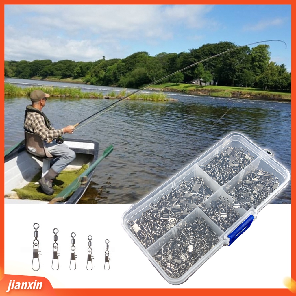 (In Stock) 300Pcs Snaps Putar Bola Bearing Multifungsi Silver Portable Konektor Memancing Aksesoris Kit Set Untuk Memancing Di Luar Ruangan