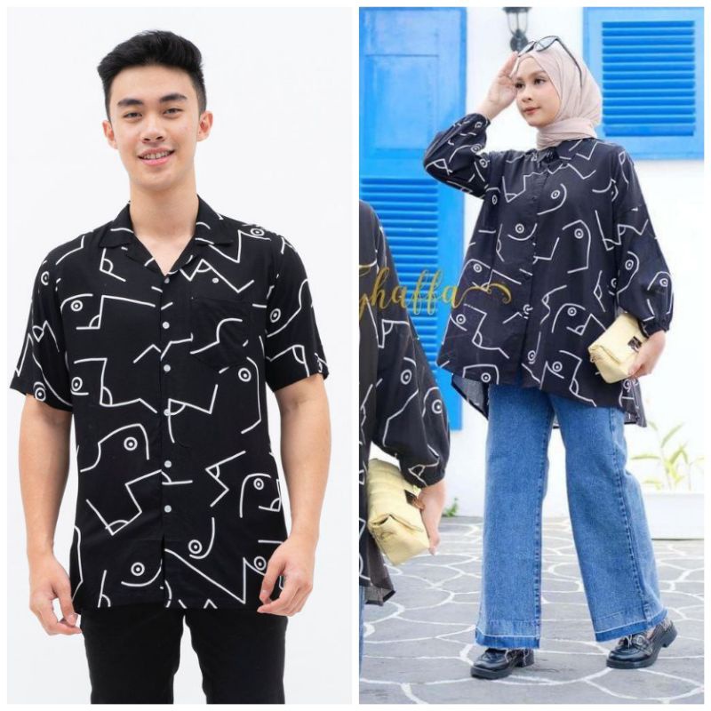 Bisa COD buy one get one/1 set kemeja/kemeja couple/kemeja unisex cewek-cowok