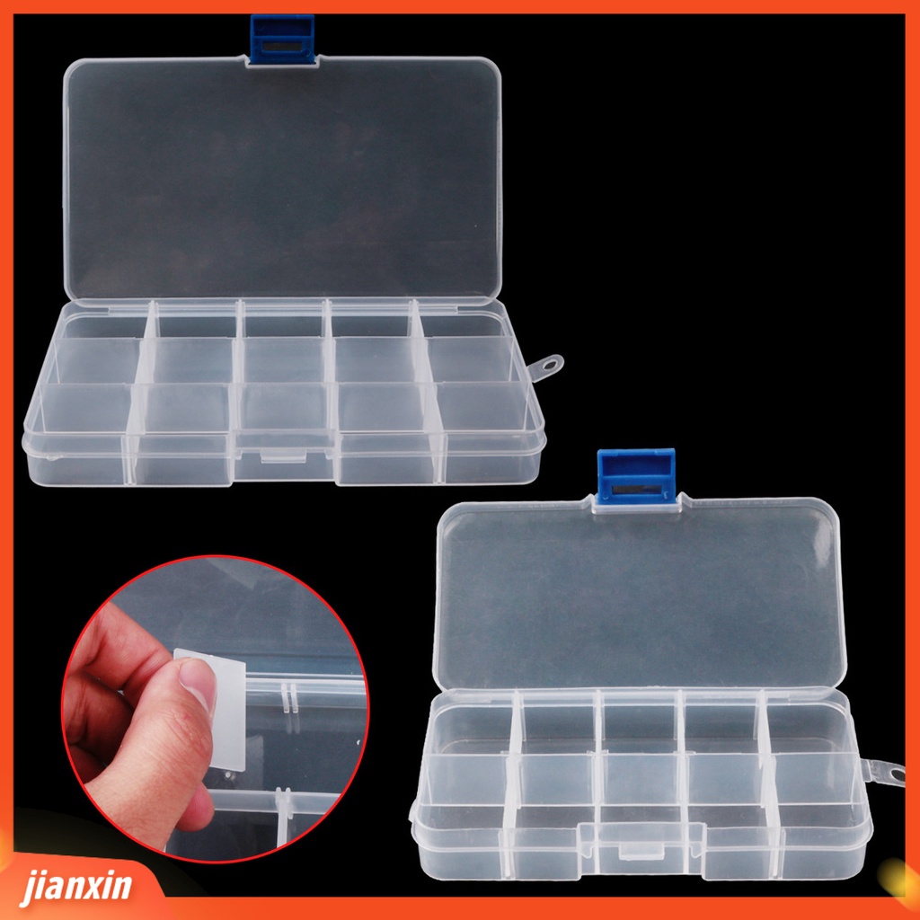 (In Stock) 10/15 Grids Detachable Transparan Plastik Kail Pancing Wadah Kotak Penyimpanan