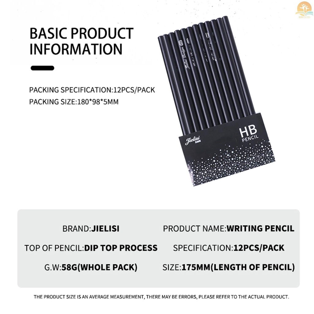 In Stock 12pcs HB Set Pensil Tulisan Graphite Core Drawing Sketching Notes Taking Untuk Pelajar Pemula Dan Artis