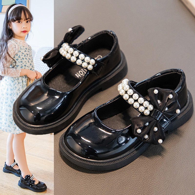 Sepatu Pesta Anak Perempuan Sepatu Flat Anak Glossy Mutiara