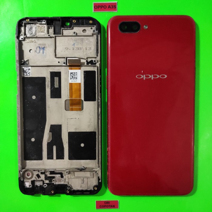 FRAME PAPAN LCD PLUS BACKDOOR TUTUP BELAKANG OPPO A3S CPH 1803