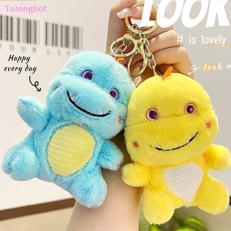 Tolonghot&gt; 1Pc Lucu Indah Disctive Tersenyum Dinosaurus Mainan Mewah Boneka Gantungan Kunci Kreatif Ransel Liontin Ambil Mesin Boneka Dengan Baik