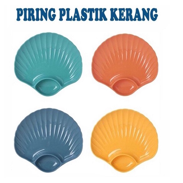 YGS -J112- Piring Plastik Wadah Tempat Saji Model Kerang - Piring Saji Dengan Tempat Saus dan Kecap - Piring Makan Plastik