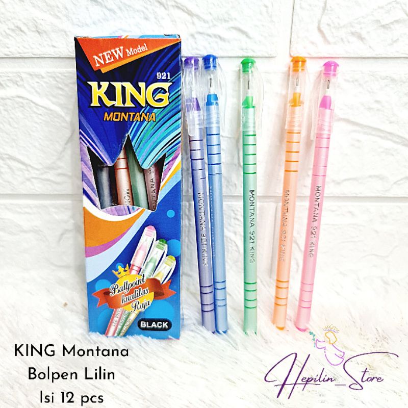 

PROMO Bolpen KING Montana 1 Pack ( 12 pcs ) Murah / Pulpen Lilin Ulir Lilin Montana / Ballpoint Lilin King