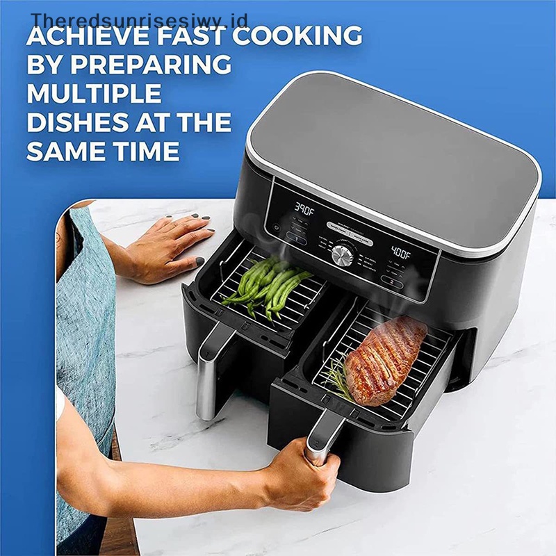 #Home &amp; Life #Air Fryer Rack Double Basket Air Fryers Stainless Steel Grill Holder Air Fryer Aksesoris Rak Masak Rak Roti Bakar Untuk Oven~