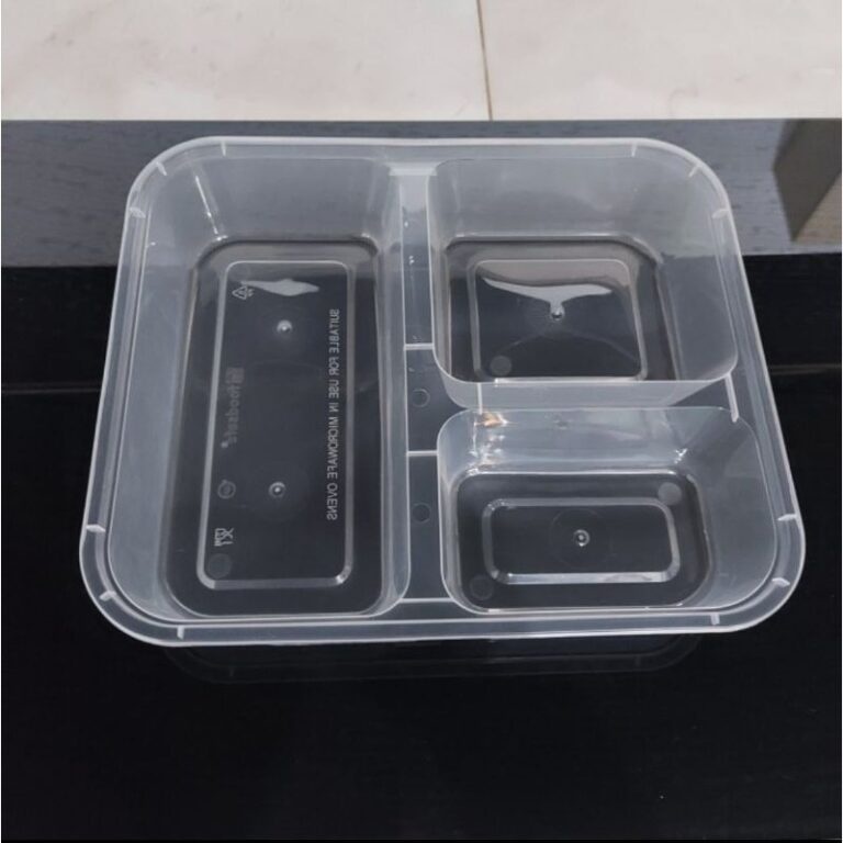 Kotak Makanan Plastik Thinwall Meiji Nasi Sekat 3 isi 150 pcs