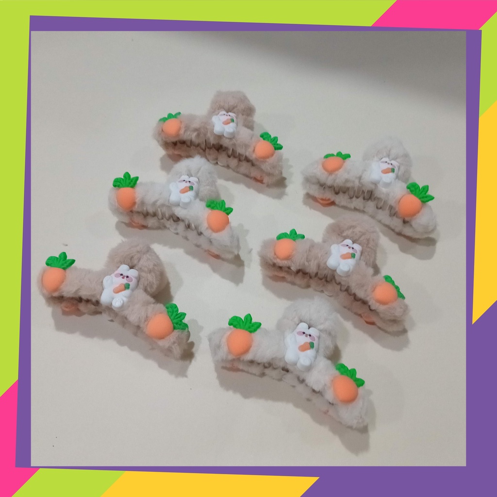 5126 / Jedai / jepitan rambut wanita karakter kelinci &amp; wortel / Hair clip kualitas premium