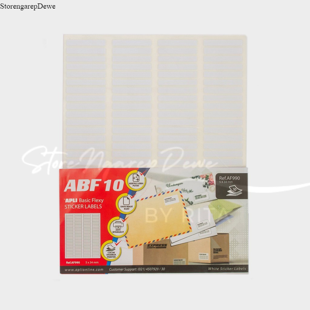 

APLI Basic Flexy (ABF) White Labels 5 X 34MM 1160 unit #AF990 original real seperti gambar