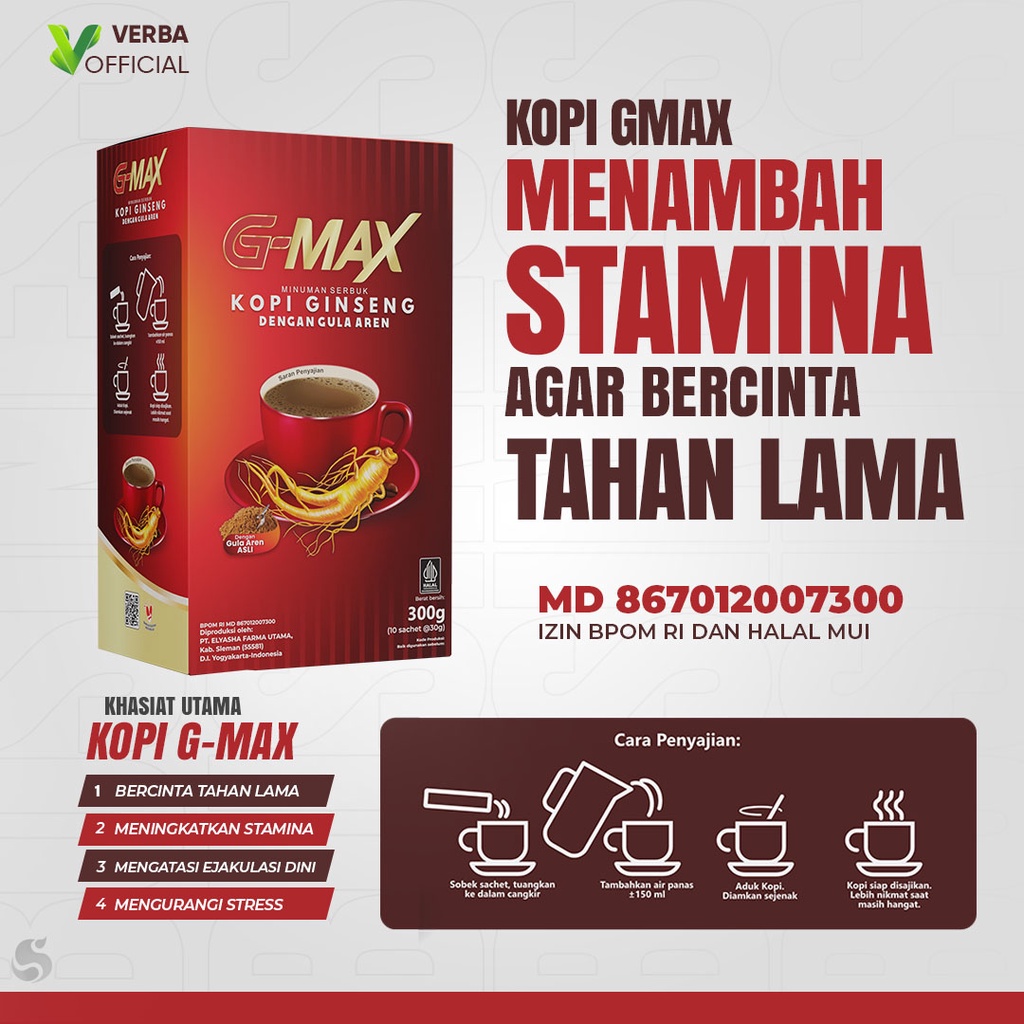 

G MAX Kopi G max Original - Kopi Kuat Tahan Lama Tingkatkan Stamina Pria Dewasa & Bertenaga Diatas Ranjang Penambah Kejantanan Dan Vitalitas Pria