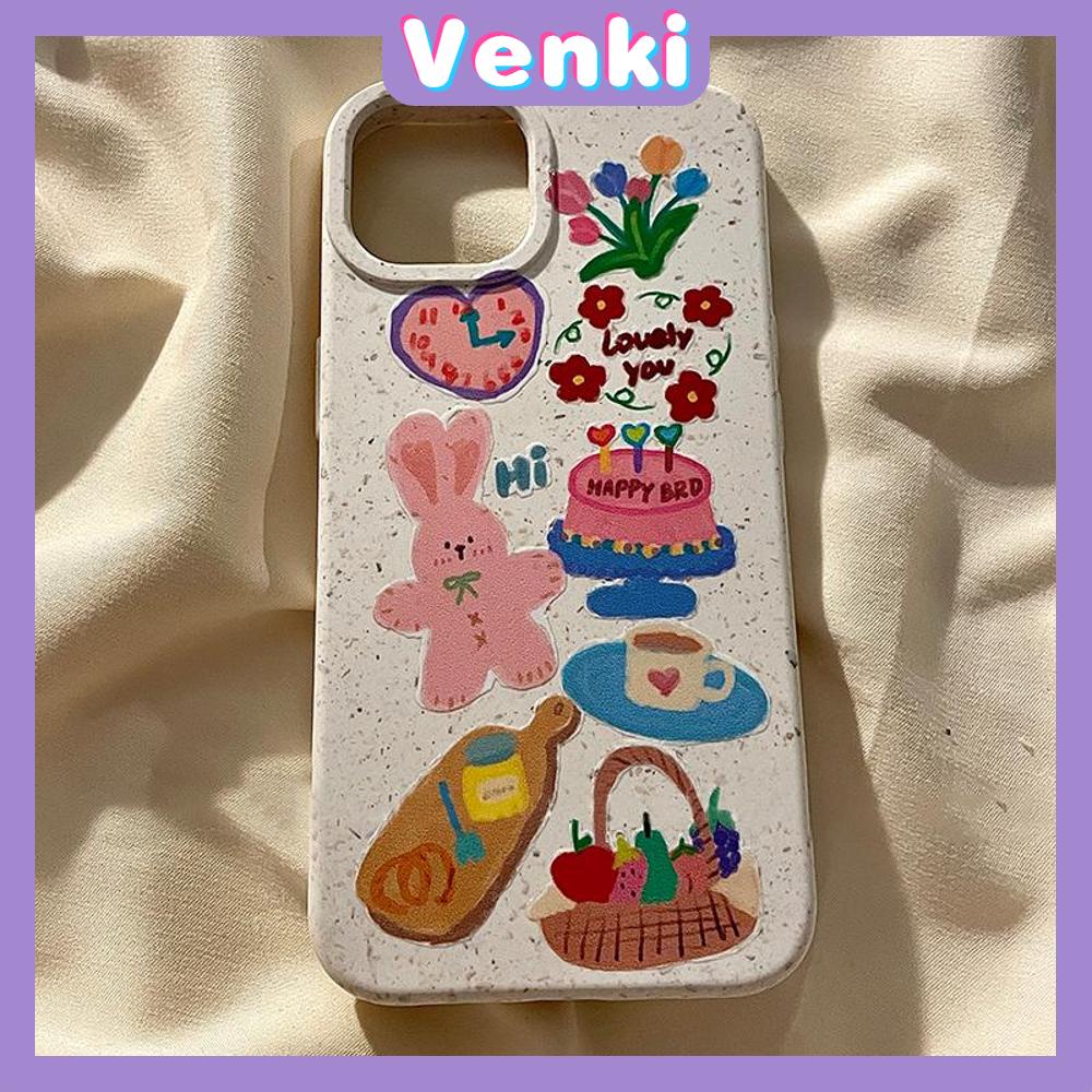 Venki - Untuk iPhone 11 Case Ramah Lingkungan Degradable Case Halus Pelindung Kulit Gandum Beruang Lucu Kelinci Kue Kompatibel dengan iPhone 14 Pro max 13 Pro max 12 Pro Max 11 xr xs max 7 8