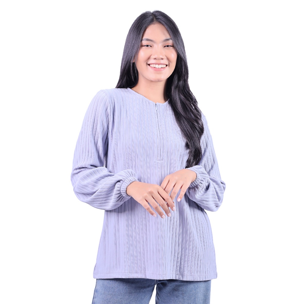 Ohya  Kemeja Blouse Atasan Allium Dawn Blue