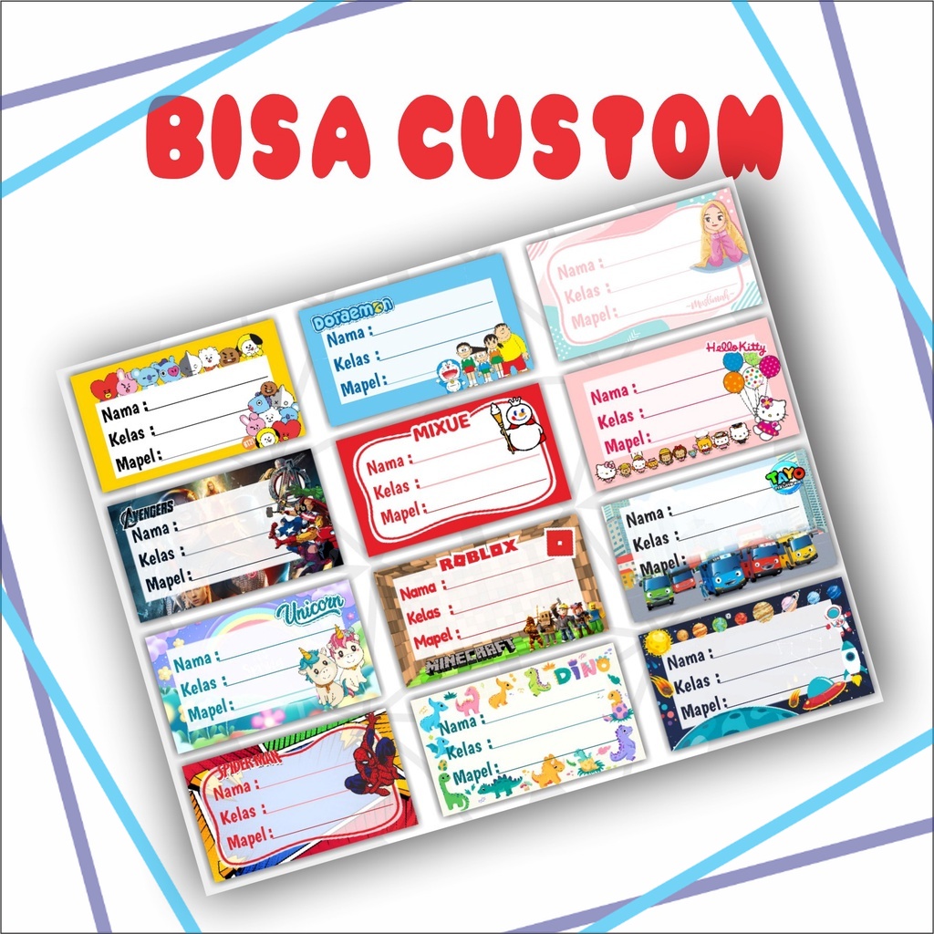 

isi 20 pcs Stiker Label Nama Sekolah Custom (7x4cm)