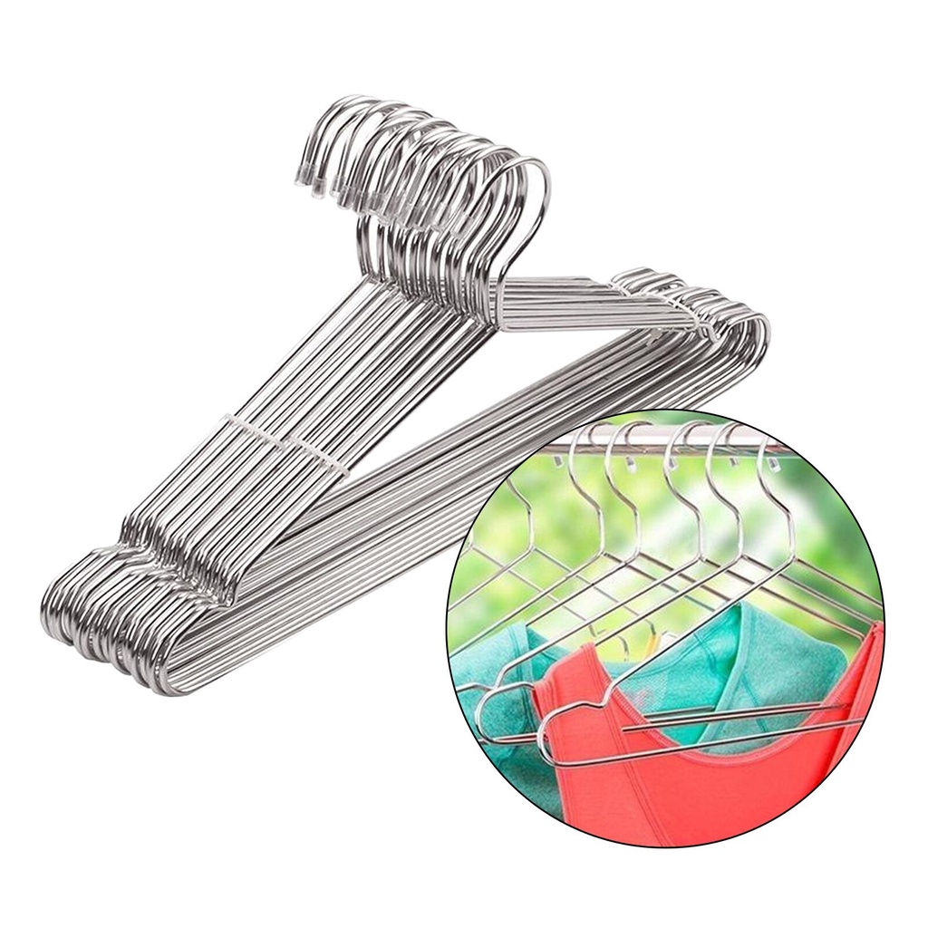 Hanger Gantungan Baju Anti Karat Pakaian Kawat Besi Gantungan Baju Alat Penjemur Pakaian 10PCS