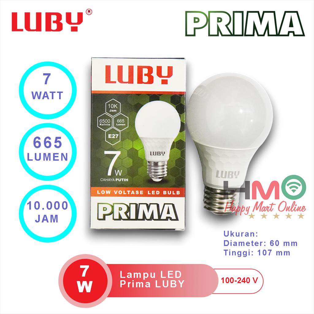 Luby Lampu LED Prima Bohlam 7 Watt Cahaya Putih 7W Cool Day Light