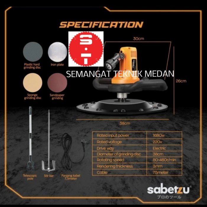 Berkualitas MESIN ACIAN PLESTER POLES LANTAI DINDING PENGADUK ADUK CAT SET SABETZU WSD547