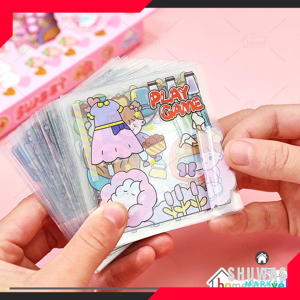 

SHUWAS 100 Lembar Stiker Set Kartun Motif Lucu Scrap Book Phone Case Botol Decoration Waterproof