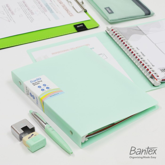 

[DD] Bantex A5 Trendy Multi Ring Binder 20 Hole Cool Aqua 3124 76