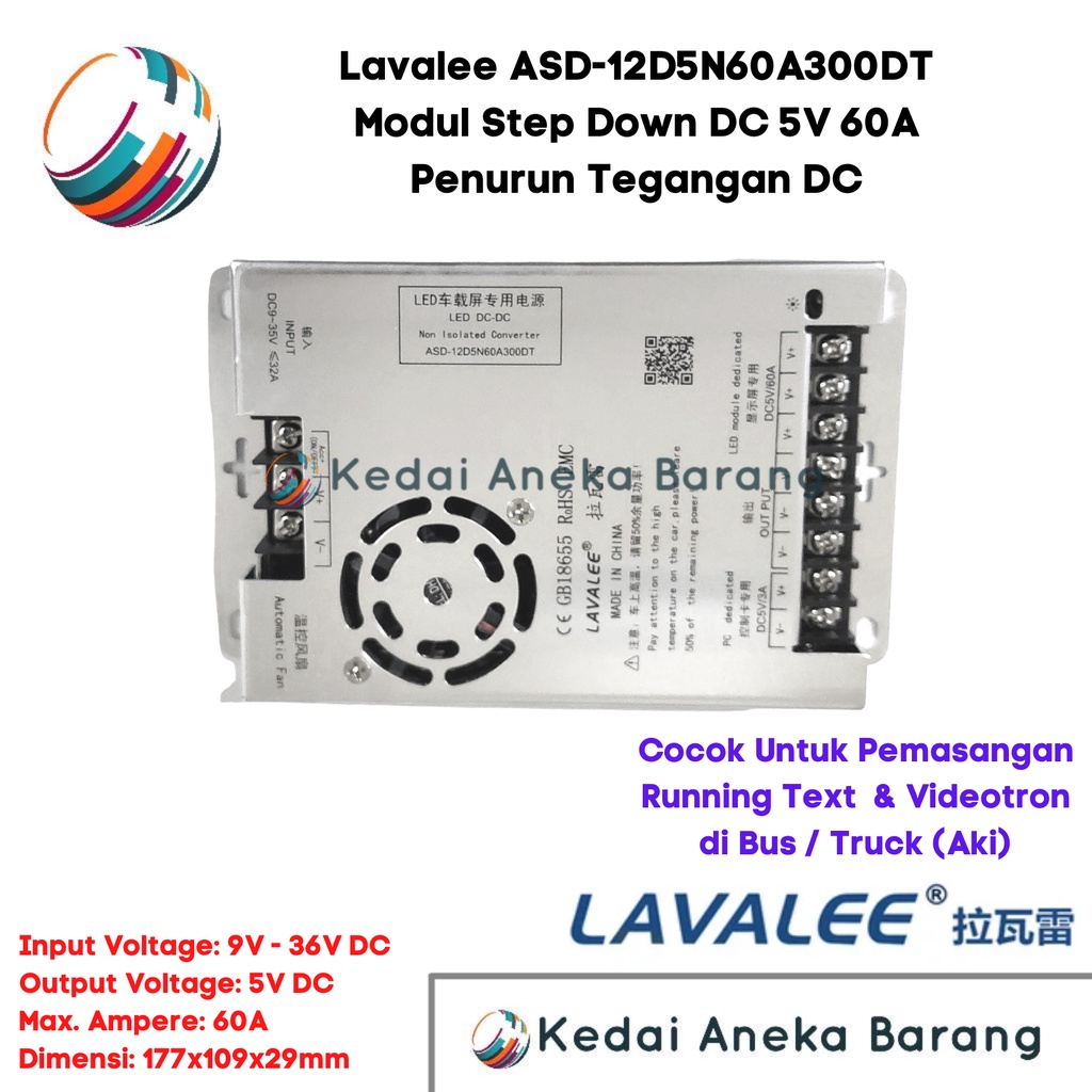 LAVALEE DC Buck Converter 9V-36V 36V 24V 12V Step Down 5V 60A Stepdown Trafo Travo Aki Mobil Bus Mod