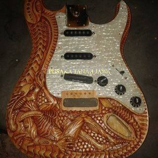 body gitar ukir kayu mahoni super bahan MENTAHAN fnx019 Laris murah
