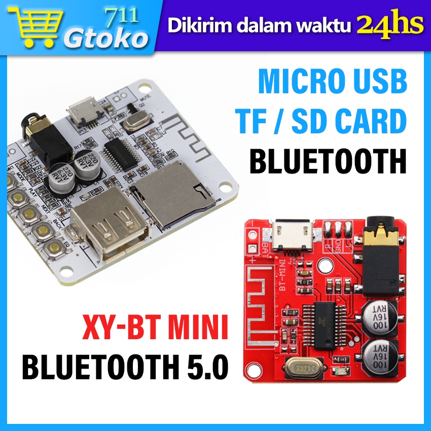 Modul MP3 Player Bluetooth 4.1 Micro USB TF SD Card Mini Module Audio Receiver Board XY-BT Mini Blue