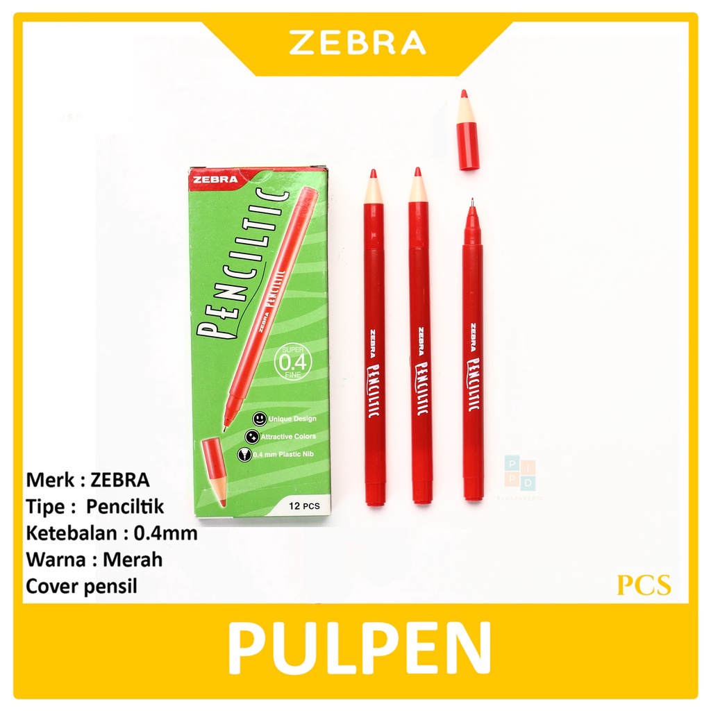 

ZEBRA - Pulpen Ballpen Penciltic 0.4mm Merah - Pcs