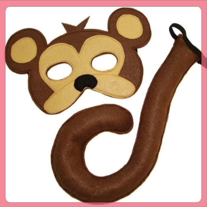 Kostum Hewan Monyet Topeng Ekor Pesta Drama Teater Anak Paling Populer