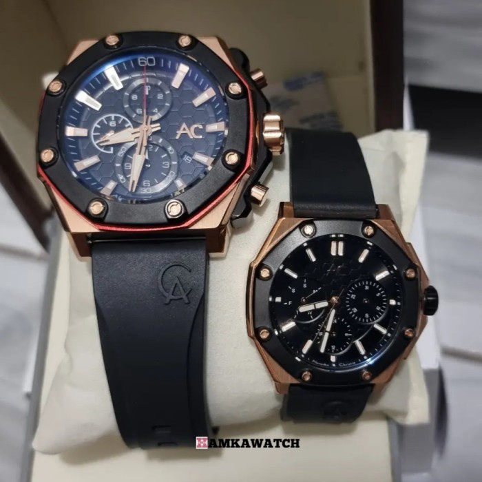 jam tangan couple alexandre christie ac9601 original black rosegold Vs