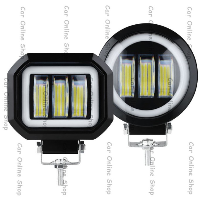 Lampu Tembak Sorot Kerja LED 3 Mata 30 Watt Bulat Kotak Motor Mobil