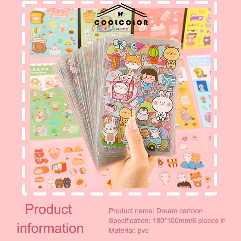 COD❤️6pc Stiker Cute Cartun Lucu Food Pet Diy Diary Jurnal Palnner Deco Hias- cl