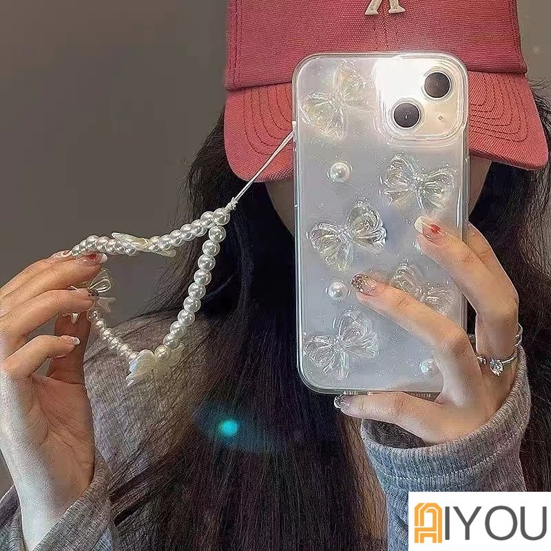 Soft Case 3D Laser Bow Glitter Bening Mewah Untuk iPhone 13 Pro Max12 11 Mini X XS XR 78 Plus SE 2020 Bling Transparan Cover