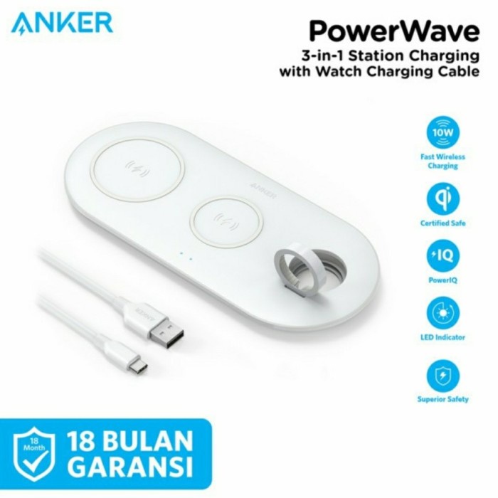 Anker Wireless Charger 10W 7.5W 5W 3-in-1 Smartwatch Dock - A2590