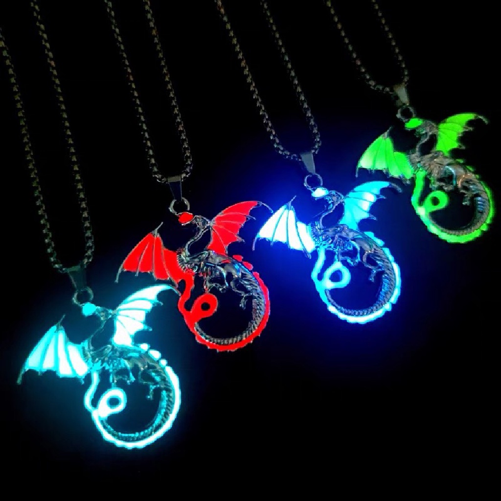 Mornin Glow Flame Dragon Kalung Kepribadian Punk Glow Liontin Untuk Wanita Pria Glow In The Dark Hewan Sweater Rantai Bersinar Kalung Hiphop Perhiasan Aksesoris id