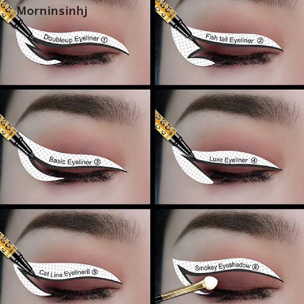 Mornin 48PCS Eyeliner Stencils Stiker Template Makeup Mata Kartu 12gaya id Non-Woven