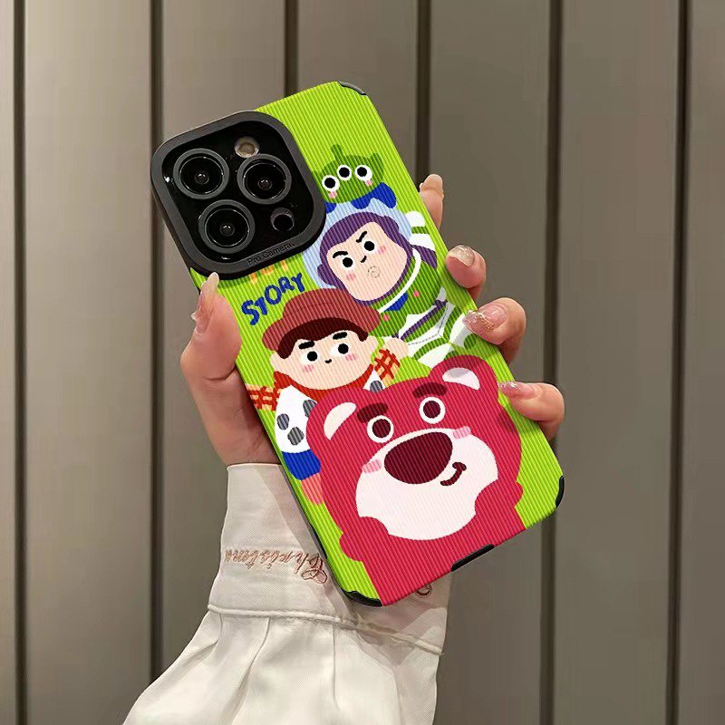 【Lamb Skin】So Cute Lotso Toy Story Soft Case for IPhone 6S 7 Plus 8 Plus X XS XR XS Max 11 13 12 14 PRO Max 14 Plus 12 13 Mini Camera Protect Phone CASE Strawberry Bear Girl Gift