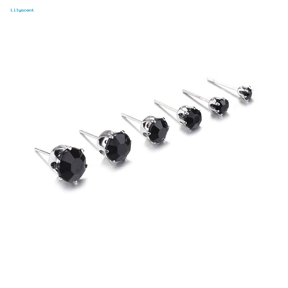 Lilyscent 12/6pasang Klasik Rose Bentuk Cubic Zirconia Stud Earrings Wanita Set Perhiasan