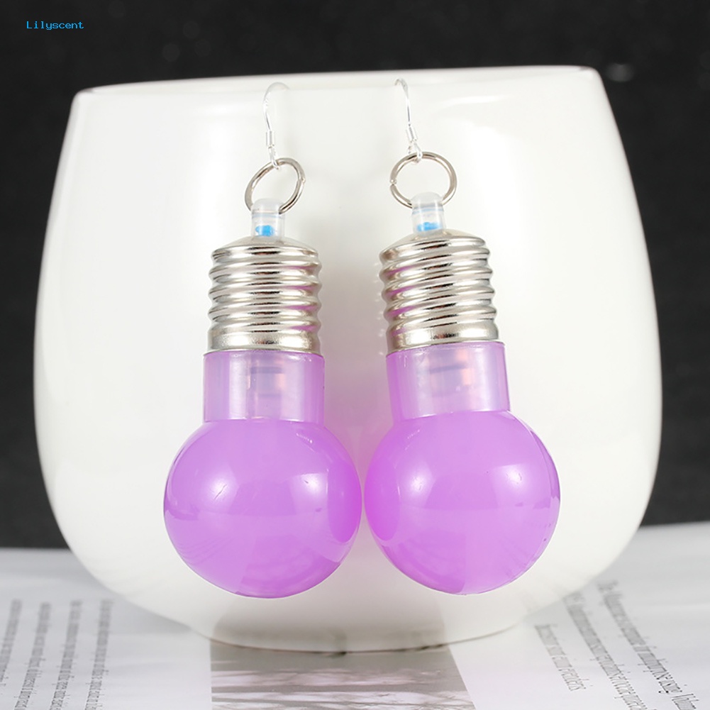 Lilyscent Perak Disepuh Bohlam LED Pencahayaan Kait Anting Pesta Pub Club Wanita Perhiasan Decor