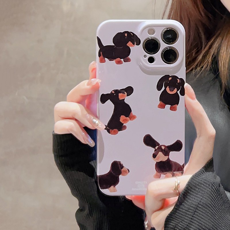 Ultrathin PC Hard Full Protective Case IPhone 7 8 Plus 7+ 8+ XR XS Max 11 12 13 14 Pro Max 14Plus SE 2020 Women's Gift Purple Dachshund Dog Nonskid