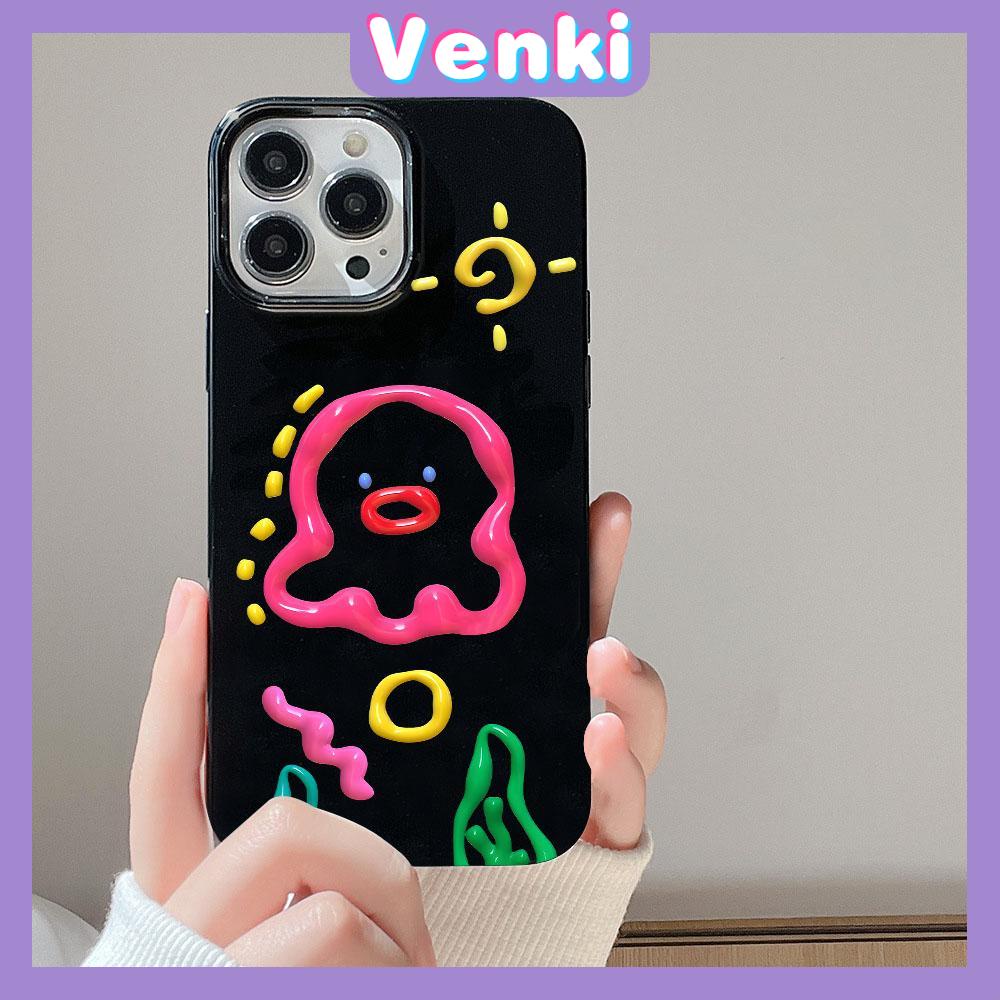 iPhone Case Soft TPU Glossy Black Candy Case Cute Color Graffiti Octopus Camera Protection Shockproof For iPhone 14 13 12 11 Pro Max 7 8 Plus X XR