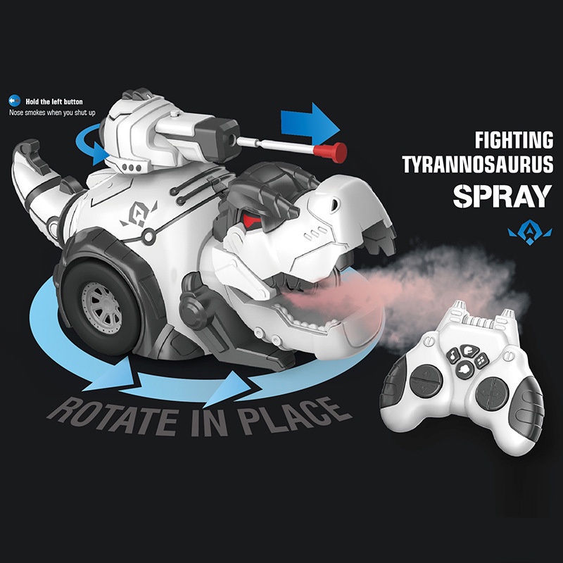 TATAjoy Mainan Dinosaurus Mobil Remote Control 2.4ghz Bisa Semprot Dan Panahan Mobil Mainan Lampu Da