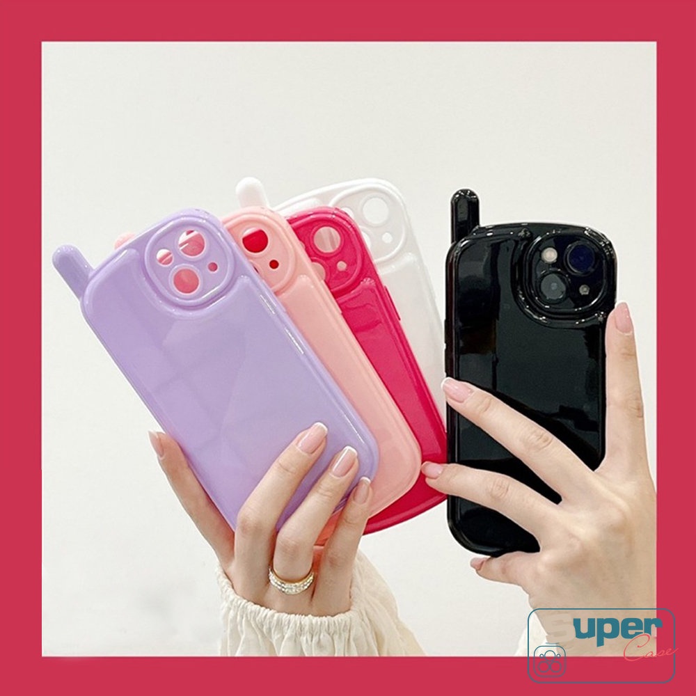 IPHONE Casing Ponsel Vintage Warna Solid Permen Macaron Sederhana Kompatibel Untuk Iphone7 8 14 Plus XR 13 11 12 Pro MAX X XS MAX SE 2020 Klasik Retro Desain Ponsel Glossy TPU Soft Cover