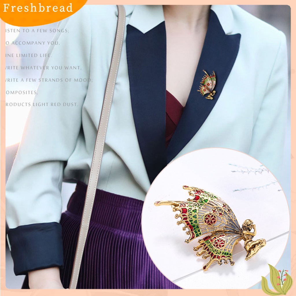 &lt; Freshbread &gt; Bros Pin Vintage Hias Alloy Butterfly Angel Brooch Pin Untuk Aksesoris Pakaian