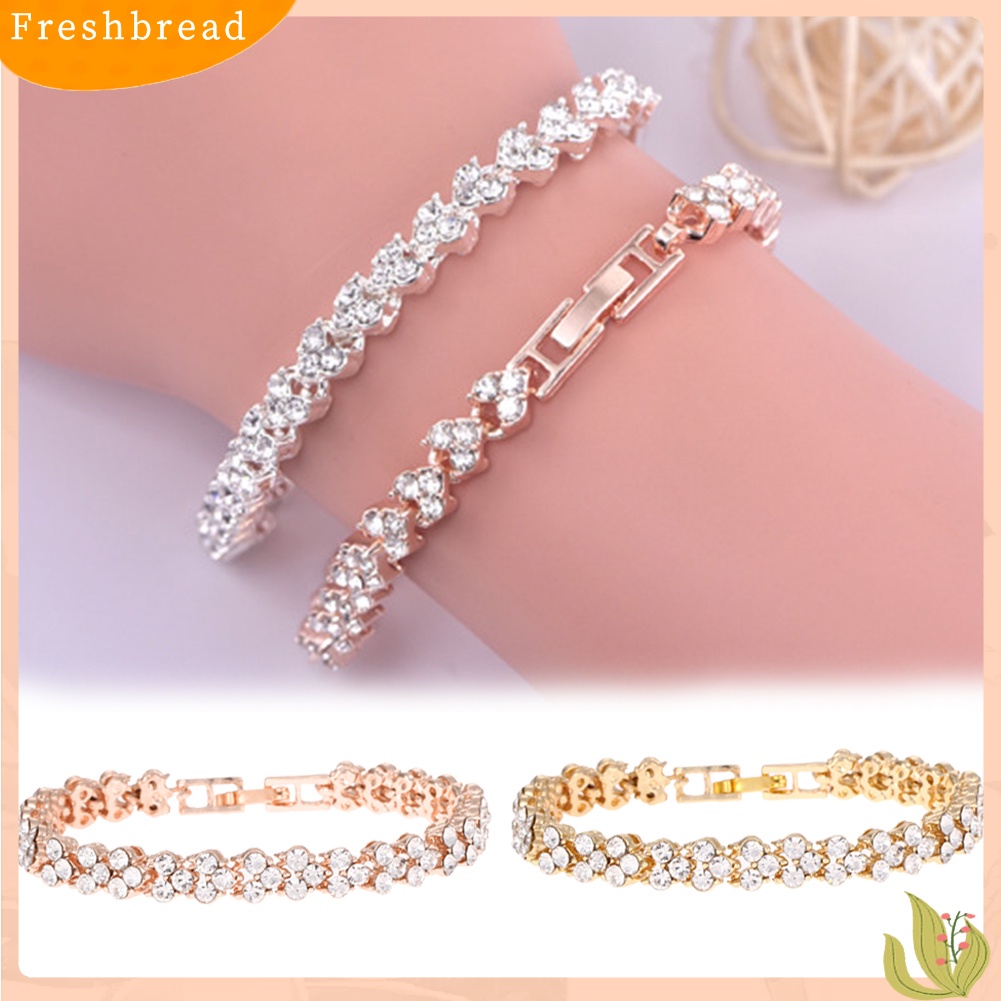 &lt; Freshbread &gt; Gelang Wanita Hias Berlian Imitasi Berkilau Bangle Adjustable Untuk Ulang Tahun Pesta