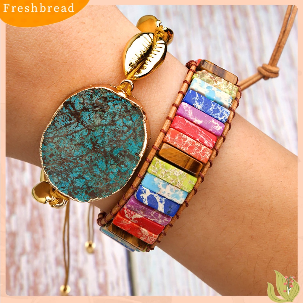 &lt; Freshbread &gt; Adjustable Handmade Wanita Gelang Tali Kuat Warna-Warni Alami Shell Anyaman Gelang Aksesoris Perhiasan