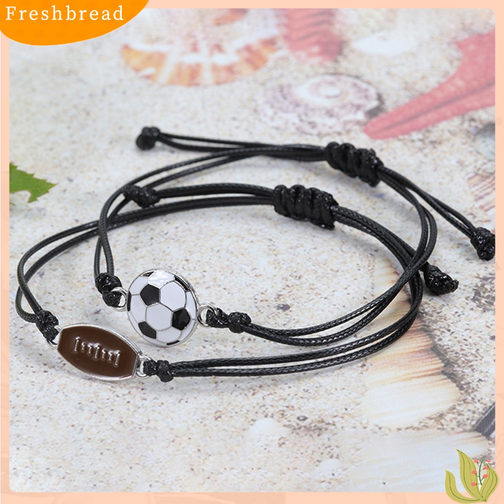 &lt; Freshbread &gt; Gelang Olahraga Sepak Bola Dikepang Unisex Adjustable Wax Line Bracelet Fan Gift