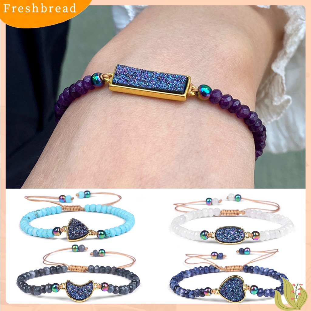 &lt; Freshbread &gt; Wanita Manik-Manik Gelang Boho Beads Heart Charm Adjustable Braided Rope Dekoratif Hadiah Pacar Wanita Alami Faux Stone Bracelet Jewelry Pakaian Sehari-Hari